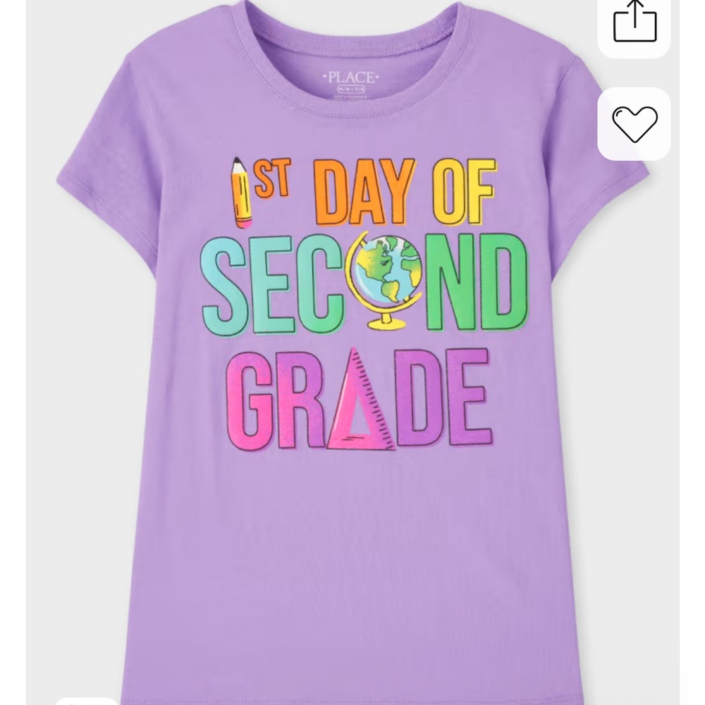 The Children's Place Purple '1st Day of Second Grade' Kids T-Shirt 7/8